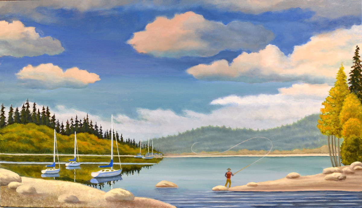 Fly Fishing for Cut Throat Trout Painting - Old Orchard Park, Port Moody, British Columbia